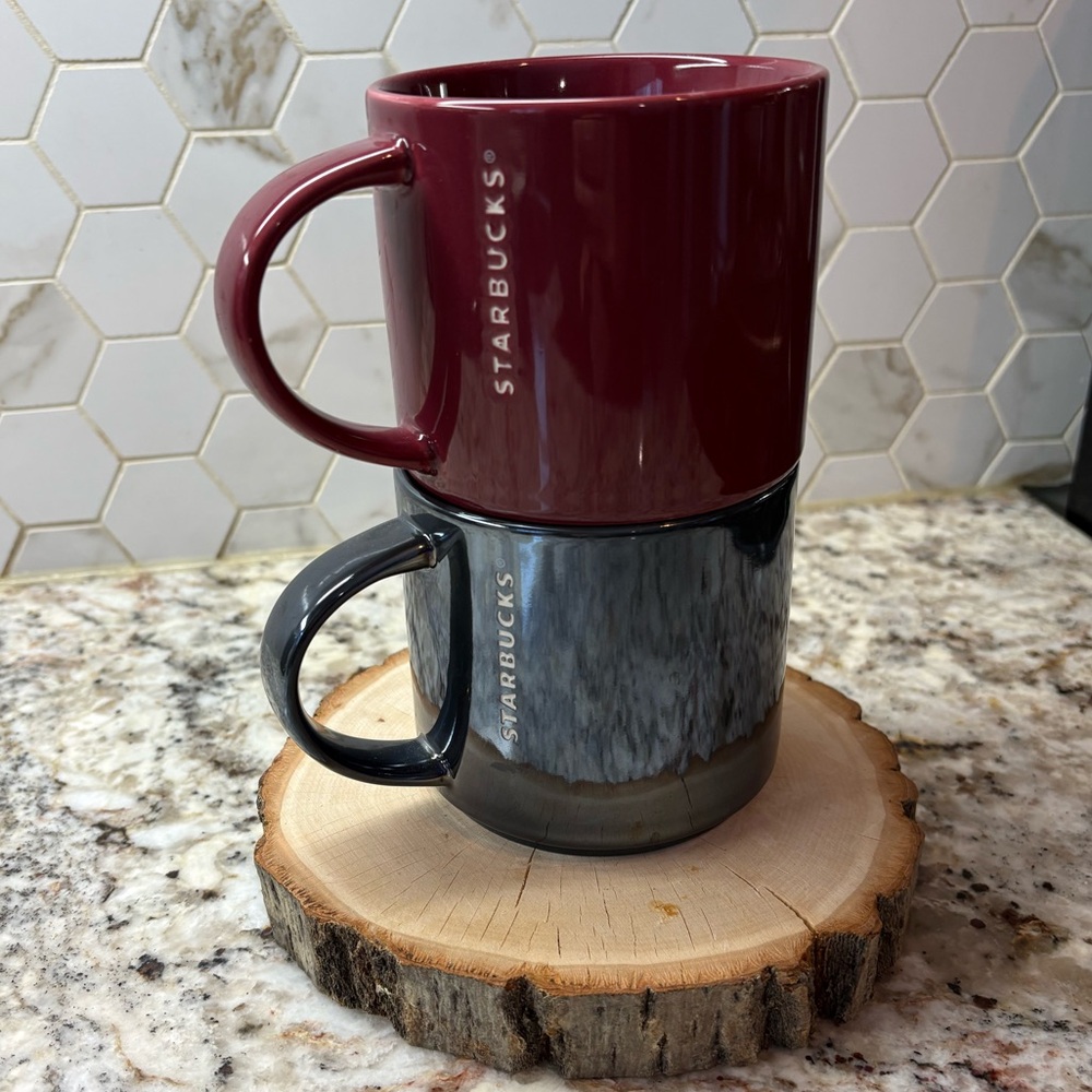 Starbucks Ceramic Stackable 14 oz Coffee Mugs